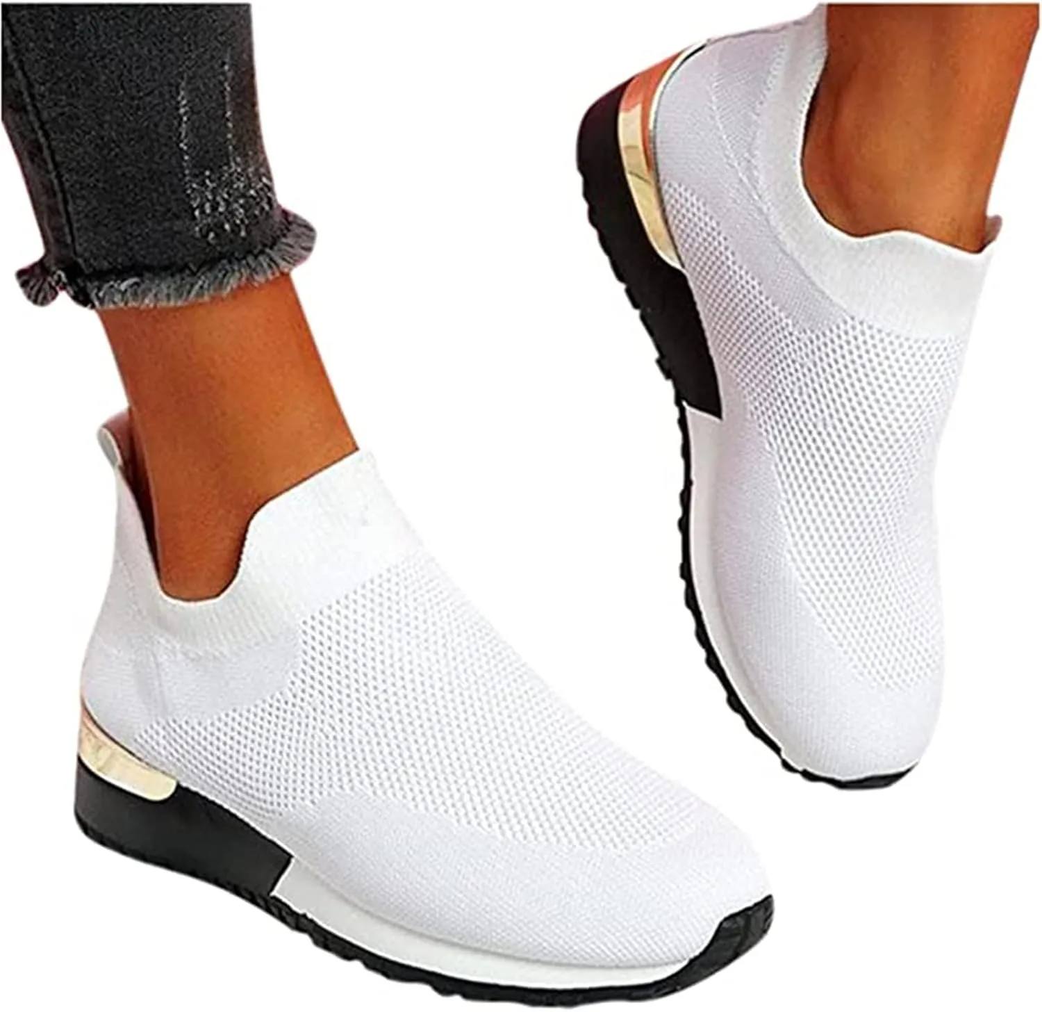 Ladmiple Walking Shoes Women Slip On Lightweight Comfort Breathable Sock Shoe Mesh Casual Fashion Tennis Running Sneaker