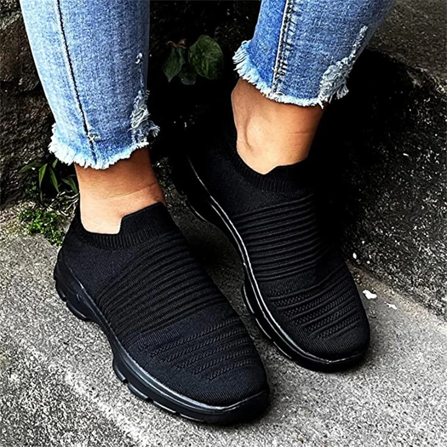 Ladmiple Walking Shoes Women Slip On Lightweight Running Shoes Fashion Tennis Gym Jogging Fitness Athletic Sneakers