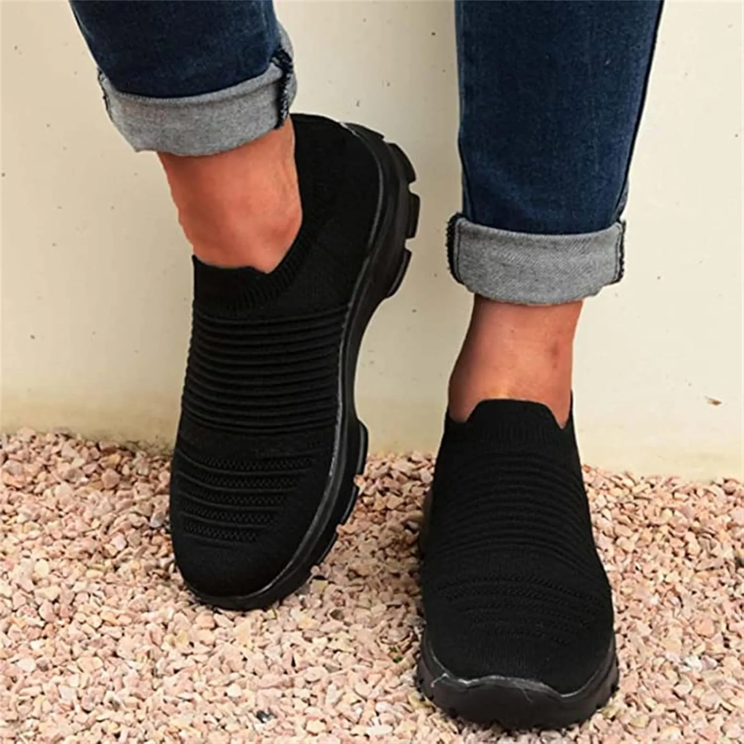 Ladmiple Walking Shoes Women Slip On Lightweight Running Shoes Fashion Tennis Gym Jogging Fitness Athletic Sneakers