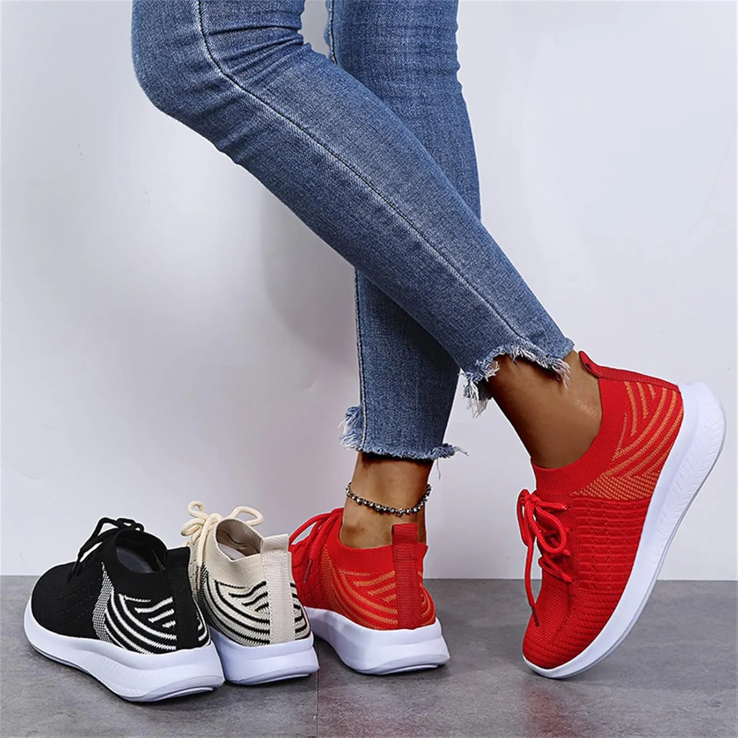 Ladmiple Walking Shoes Women Slip On Lightweight Sneakers Tennis Workout Gym Shoes Non Slip Comfort Fashion Running Shoe