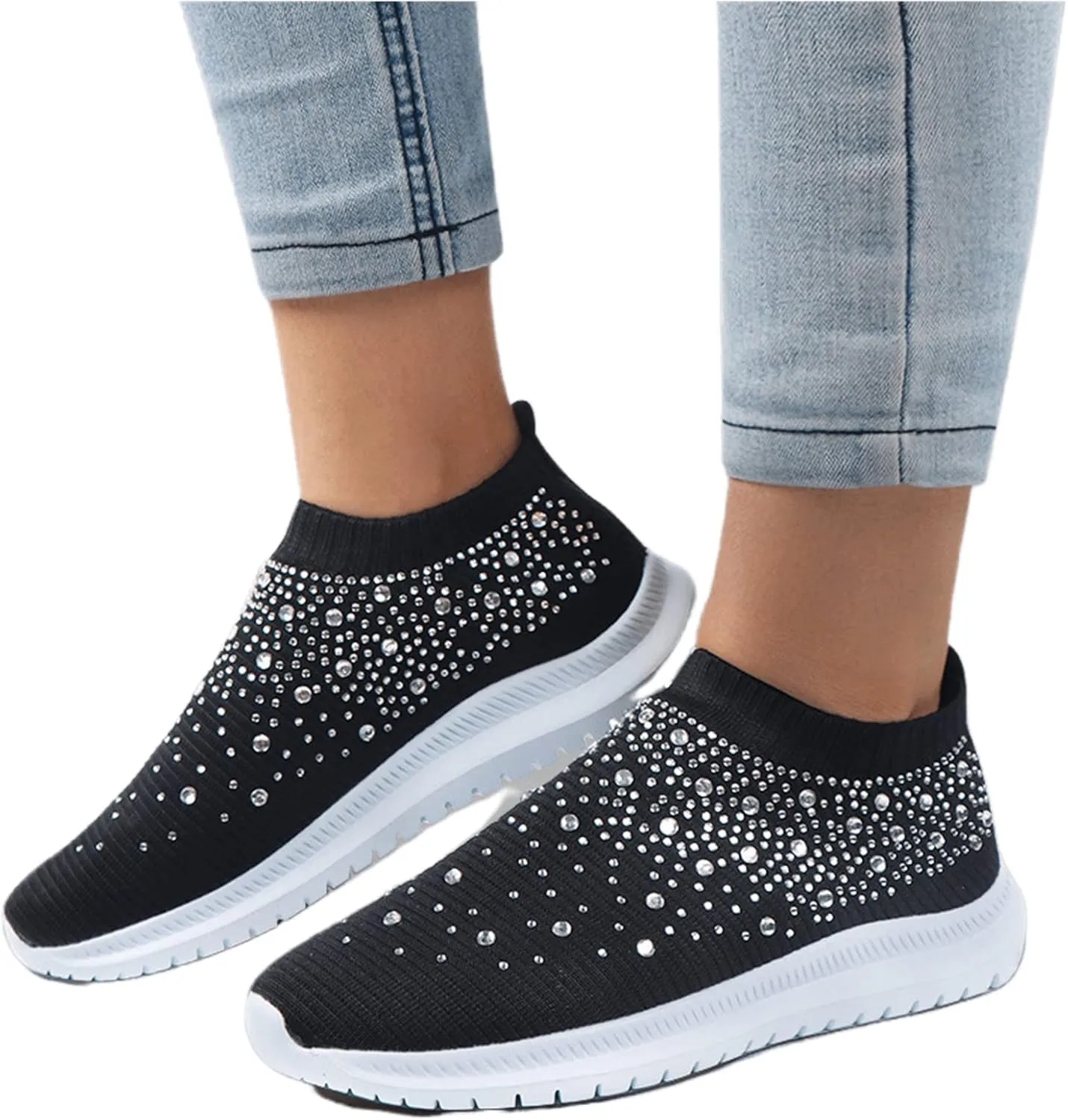 Ladmiple Walking Sneakers For Women Wide Width Athletic Running Shoes Slip On Mesh Athletic Tennis Workout Sneakers