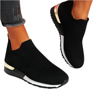 Ladmiple Walking Sneakers For Women Wide Width Tennis Shoes Slip On Memory Foam Non Slip Athletic Running Gym Sneakers