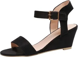 Ladmiple Wedge Sandals for Women Dressy Casual Summer Ankle Strap Open Toe Low Heel Platform Espadrilles Slip on Sandal
