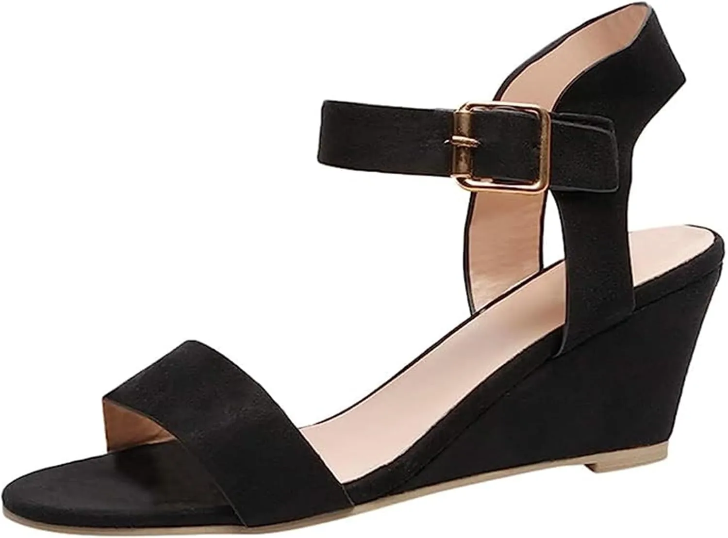 Ladmiple Wedge Sandals for Women Dressy Casual Summer Ankle Strap Open Toe Low Heel Platform Espadrilles Slip on Sandal