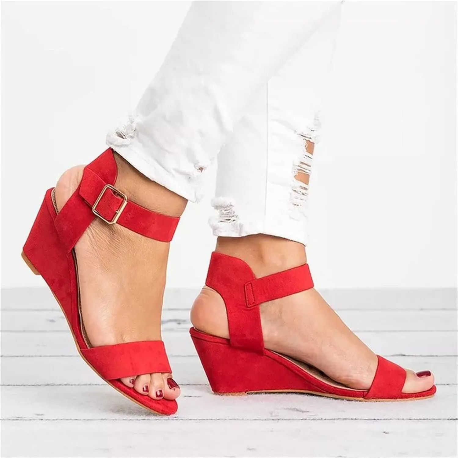 Ladmiple Wedge Sandals for Women,2023 Comfy Slip-On Sandal Summer Casual Beach Shoes Open Toe Dressy Espadrille Platform