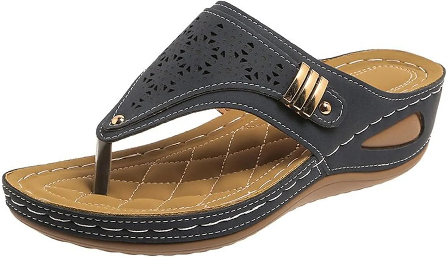 Ladmiple Womens Sandals Comfortable Dressy Arch Support Orthotic Slippers Open Toe Slides Summer Orthopedic Thong Flip Flops