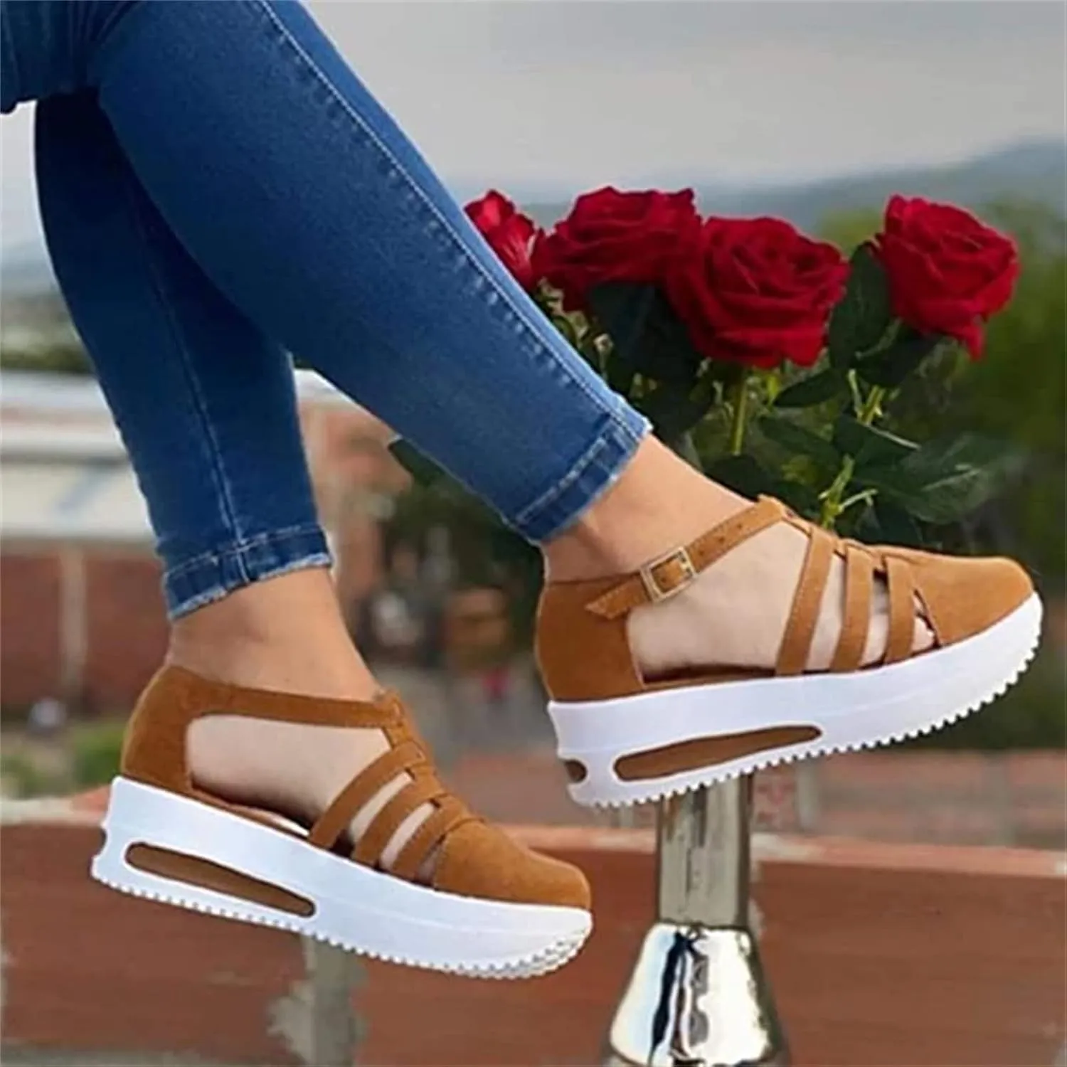 Lausiuoe Sneakers For Women Slip On Arch Support Walking Shoes Non Slip Fashion Casual Comfort Gym Sports Running Shoes