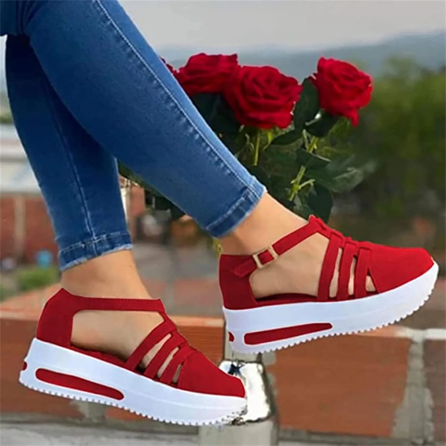 Lausiuoe Sneakers For Women Slip On Arch Support Walking Shoes Non Slip Fashion Casual Comfort Gym Sports Running Shoes