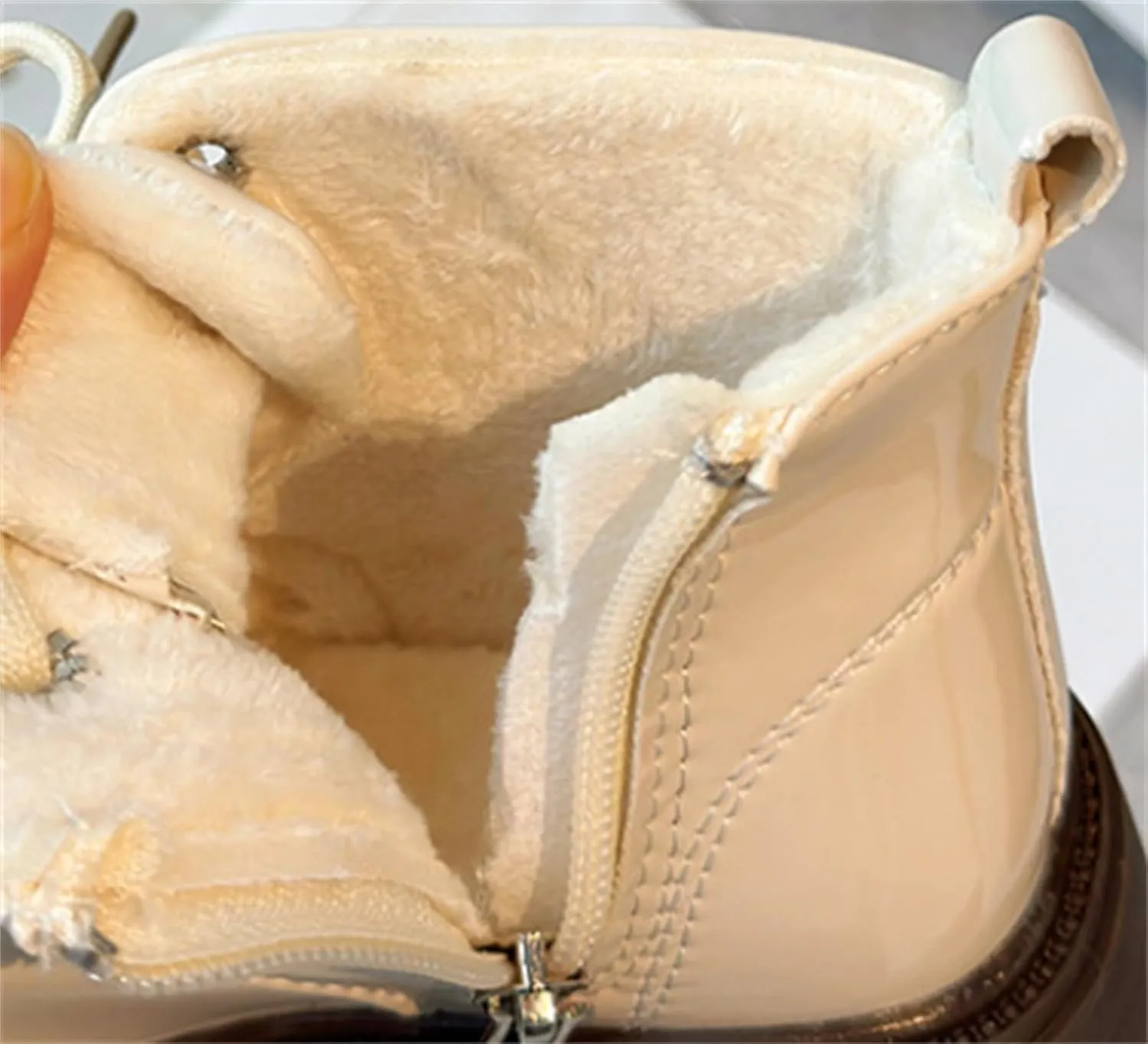 Leather Soft Fuzzy Snow Booties For Toddler Boys Girls Kids Sole Non Slip Lace-Up Sport Shoes Outdoor Warm Boots