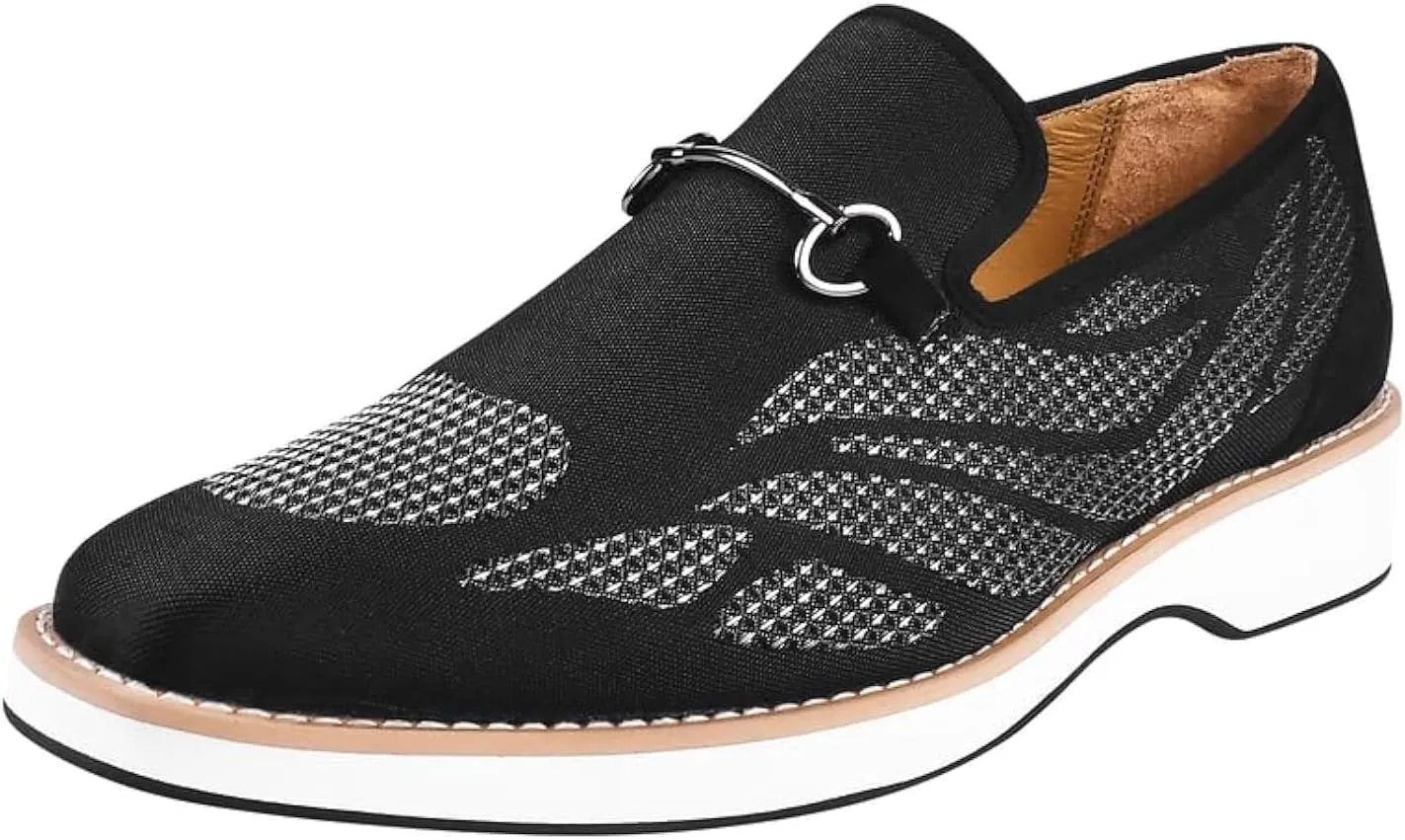 LIBERTYZENO Mens Canvas Textile & Suede Leather Adults Noble Penny Loafers Slip On Prom & Wedding Party Shoes for Prom Graduation