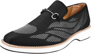 LIBERTYZENO Mens Canvas Textile & Suede Leather Adults Noble Penny Loafers Slip On Prom & Wedding Party Shoes for Prom Graduation