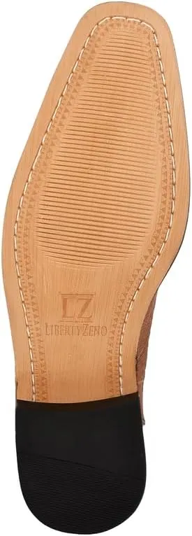 LIBERTYZENO Mens Lizard Print Genuine Leather Adults Lace Up Oxford Dress Shoes for Easter Gift