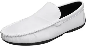 Loafers for Men Round Toe Vegan Leather Driving Style Loafer Flat Heel Resistant Anti-Slip Walking Slip-on