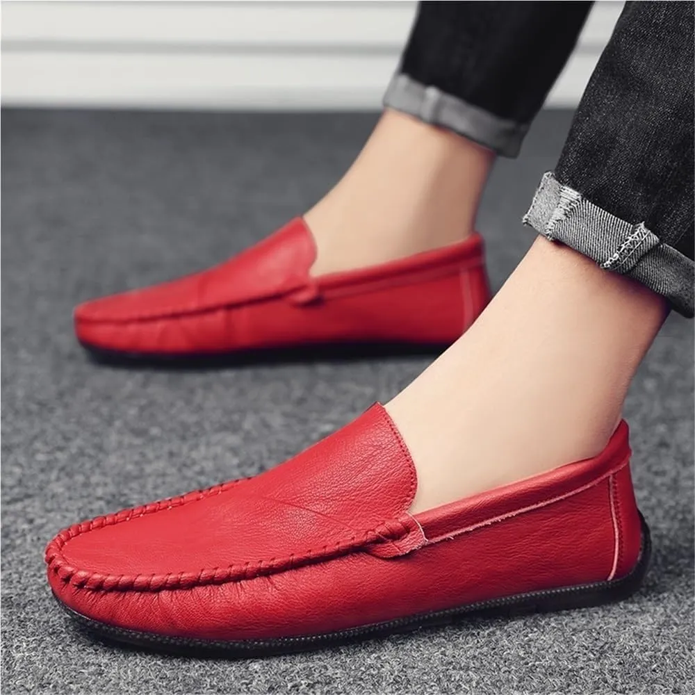 Loafers for Men Round Toe Vegan Leather Driving Style Loafer Flat Heel Resistant Anti-Slip Walking Slip-on