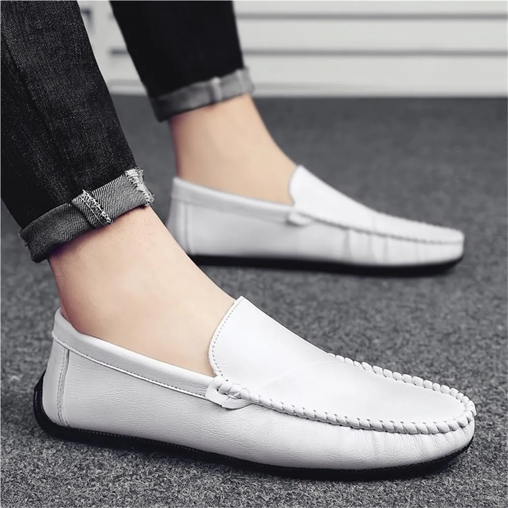 Loafers for Men Round Toe Vegan Leather Driving Style Loafer Flat Heel Resistant Anti-Slip Walking Slip-on