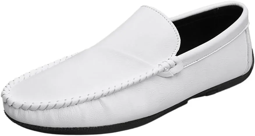 Loafers for Men Round Toe Vegan Leather Driving Style Loafer Flat Heel Resistant Anti-Slip Walking Slip-on