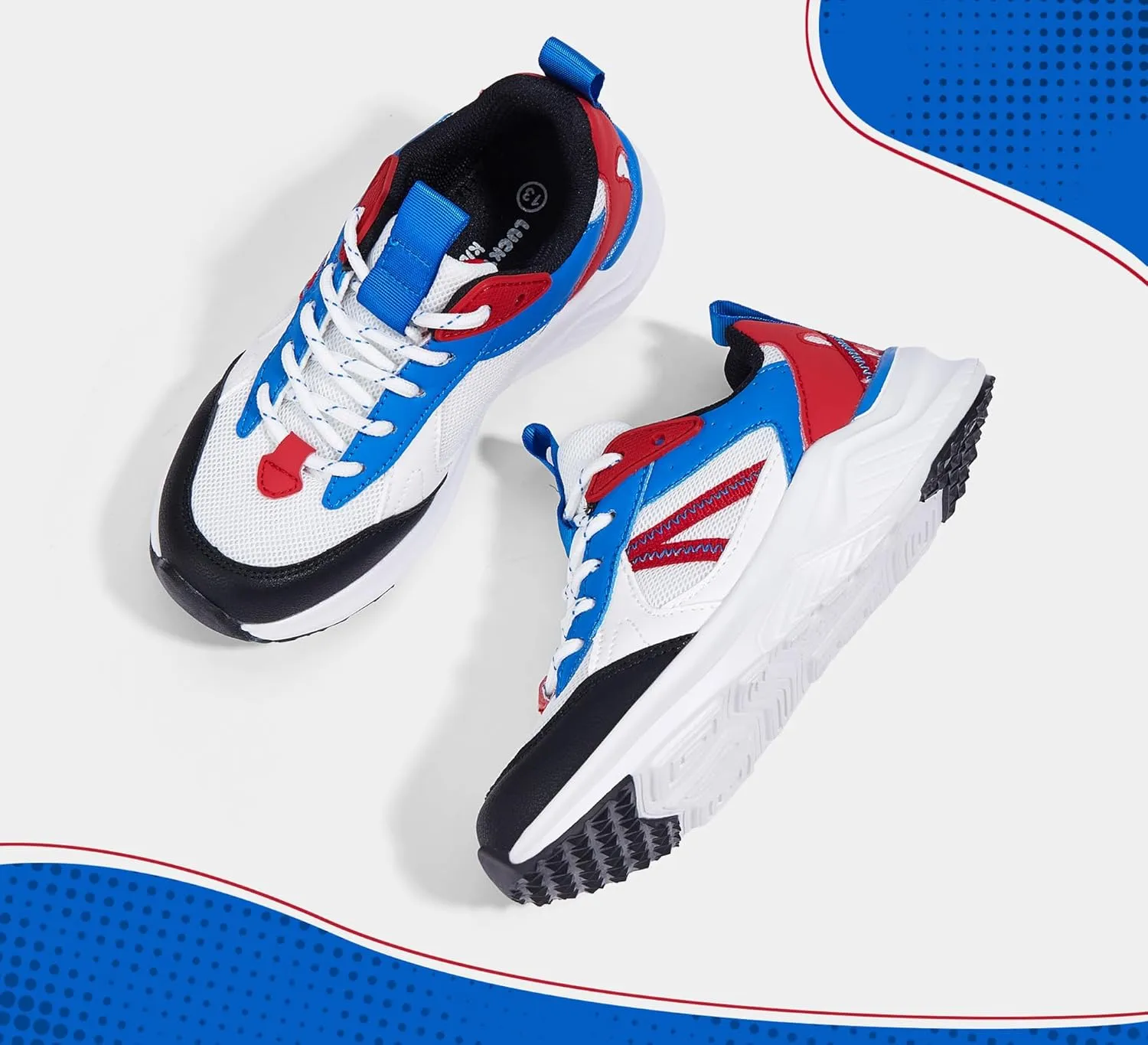 LUCKY STEP Kids Fashion Sneakers for Boys Girls Tennis Casual Athletic Running Shoes Breathable Lace-up Cushioned Trainers Walking Footwear Toddler