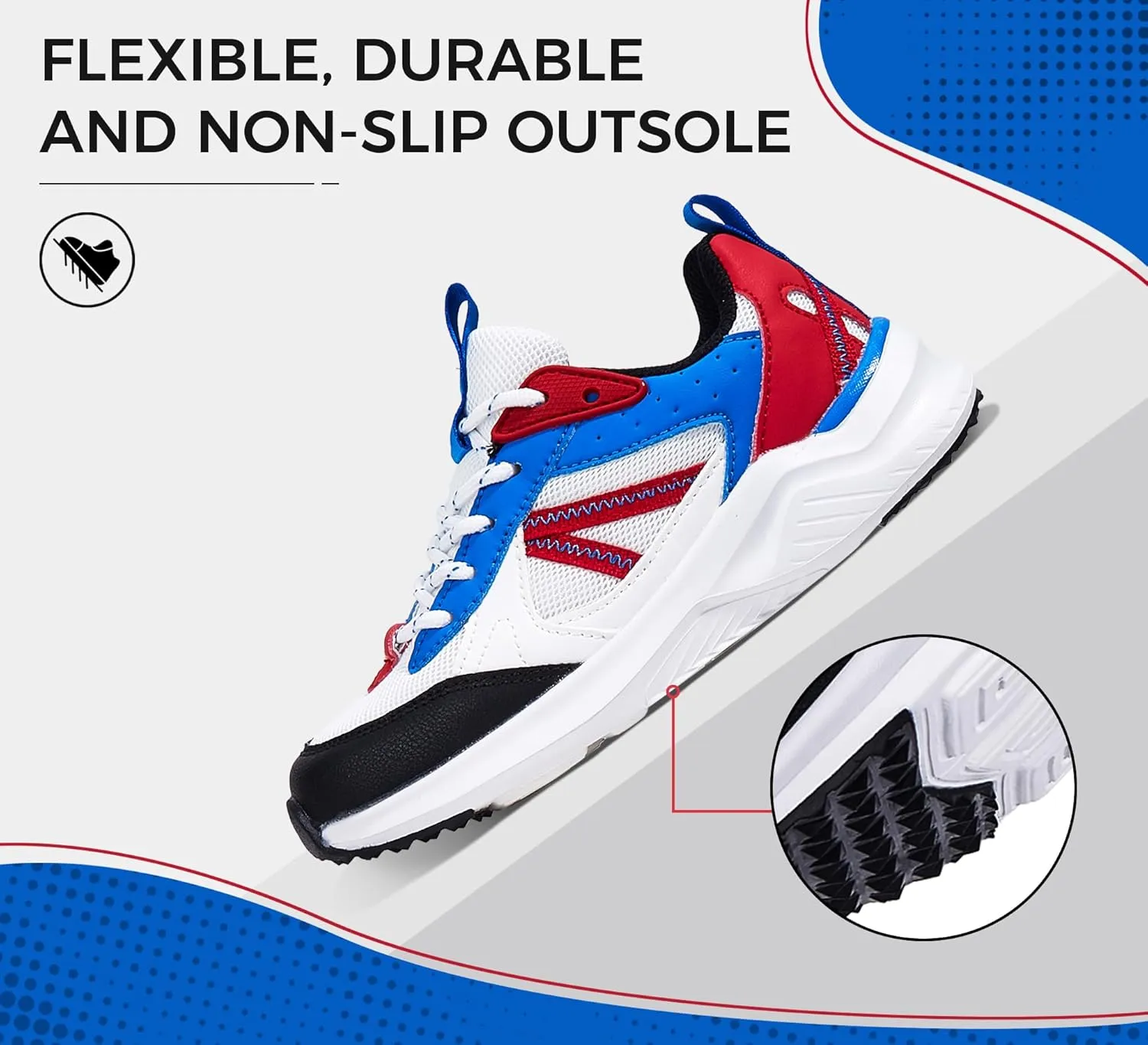 LUCKY STEP Kids Fashion Sneakers for Boys Girls Tennis Casual Athletic Running Shoes Breathable Lace-up Cushioned Trainers Walking Footwear Toddler