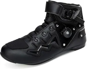Mens Fashion Motorcycle/Motorbike Boots Crash Protection Stylish short Ankle Racing Adventure Off Road Touring Sports Safety Shoes Reinforced Street Riding Shoes Ankle Support, Anti-Slip Sole