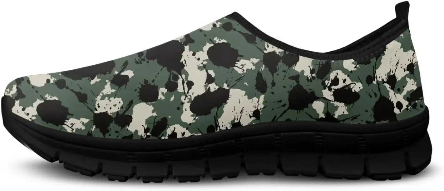 Mens Slip On Casual Shoes Flat Loafers Camouflage Sports Sneakers Non-Slip Comfortable Low Top Outdoor Running Shoes