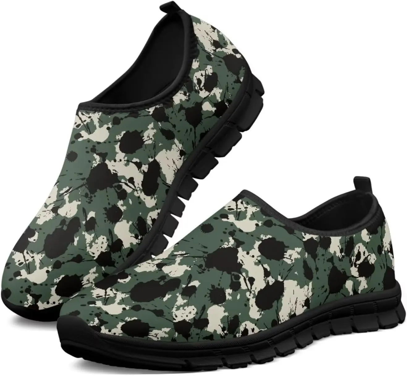 Mens Slip On Casual Shoes Flat Loafers Camouflage Sports Sneakers Non-Slip Comfortable Low Top Outdoor Running Shoes