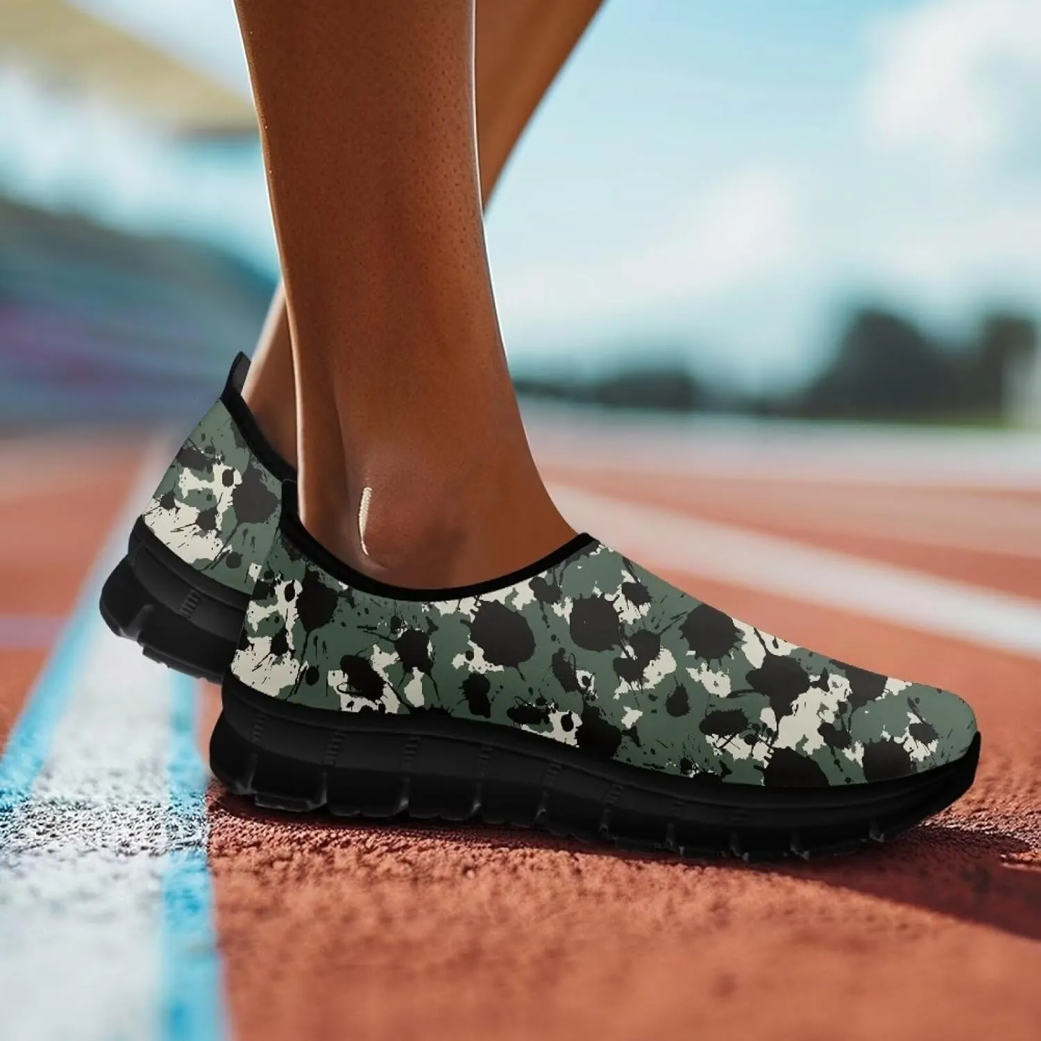 Mens Slip On Casual Shoes Flat Loafers Camouflage Sports Sneakers Non-Slip Comfortable Low Top Outdoor Running Shoes