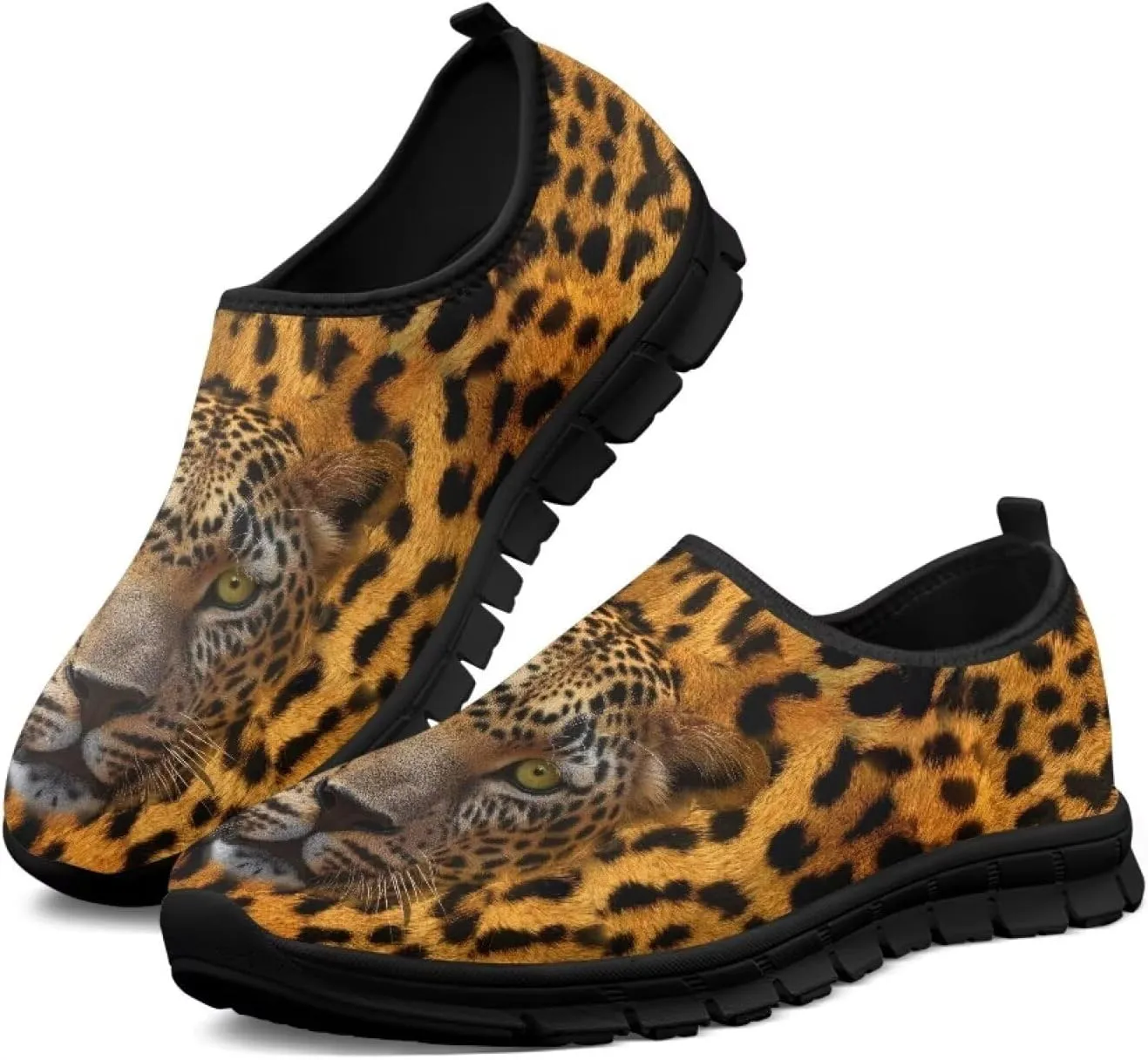 Men's Slip On Casual Walking Shoes Flat Loafers Animal Print Sneakers Anti-Skid Comfortable Low Cut Sports Sneakers