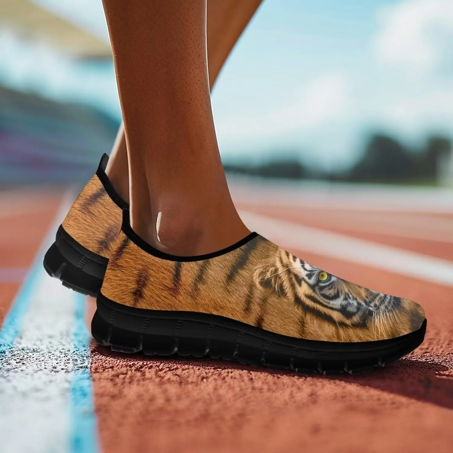 Men's Slip On Casual Walking Shoes Flat Loafers Animal Print Sneakers Anti-Skid Comfortable Low Cut Sports Sneakers