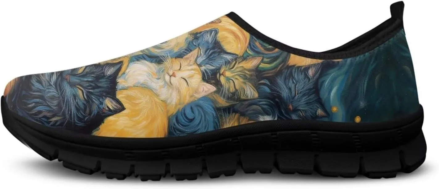 Men's Slip On Low Cut Sports Sneakers Van Gogh Casual Shoes Non-Slip Comfortable Outdoor Workout Footwear US5-14