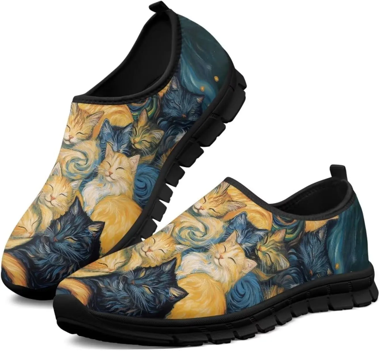 Men's Slip On Low Cut Sports Sneakers Van Gogh Casual Shoes Non-Slip Comfortable Outdoor Workout Footwear US5-14