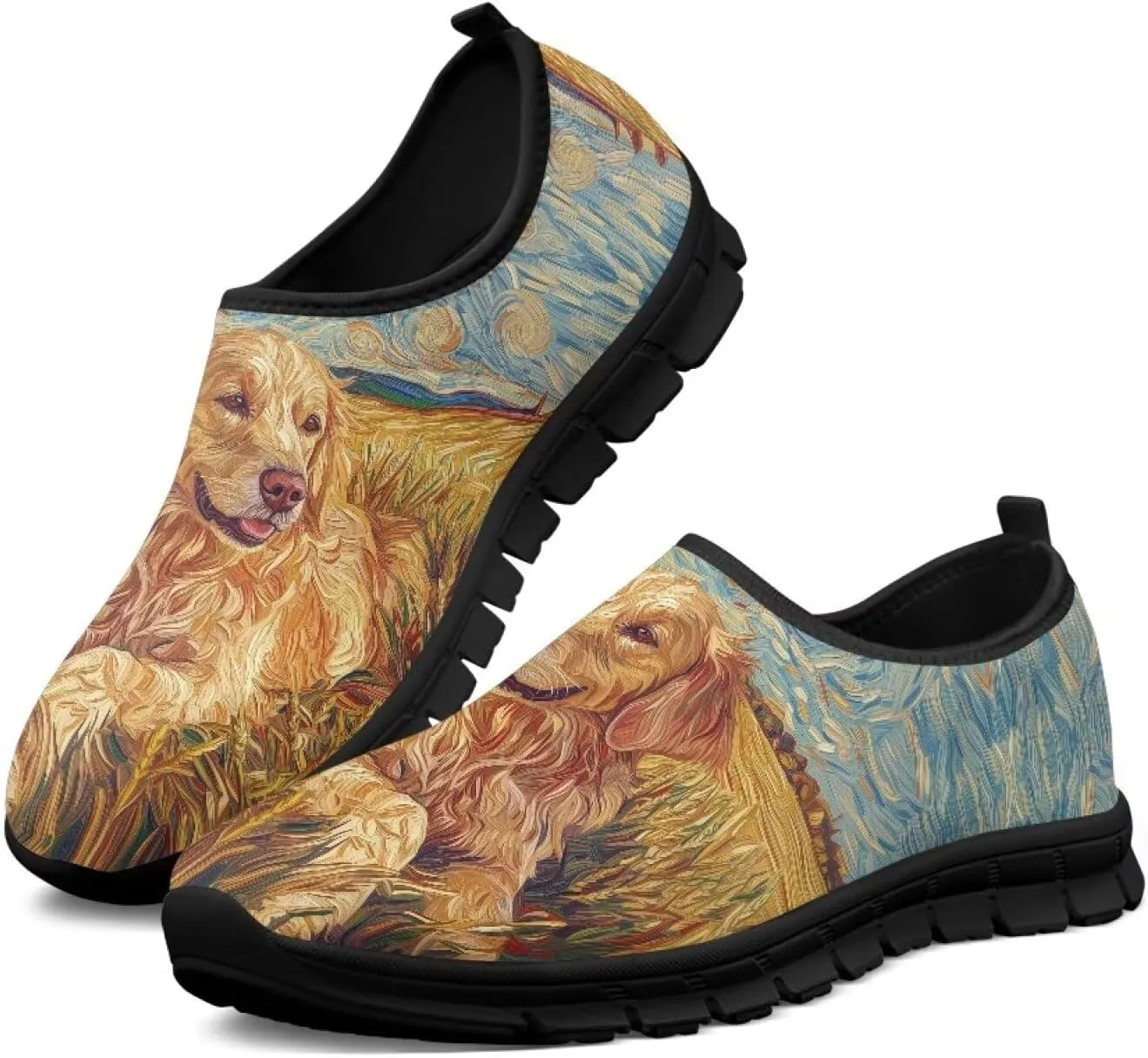 Men's Slip On Low Cut Sports Sneakers Van Gogh Casual Shoes Non-Slip Comfortable Outdoor Workout Footwear US5-14