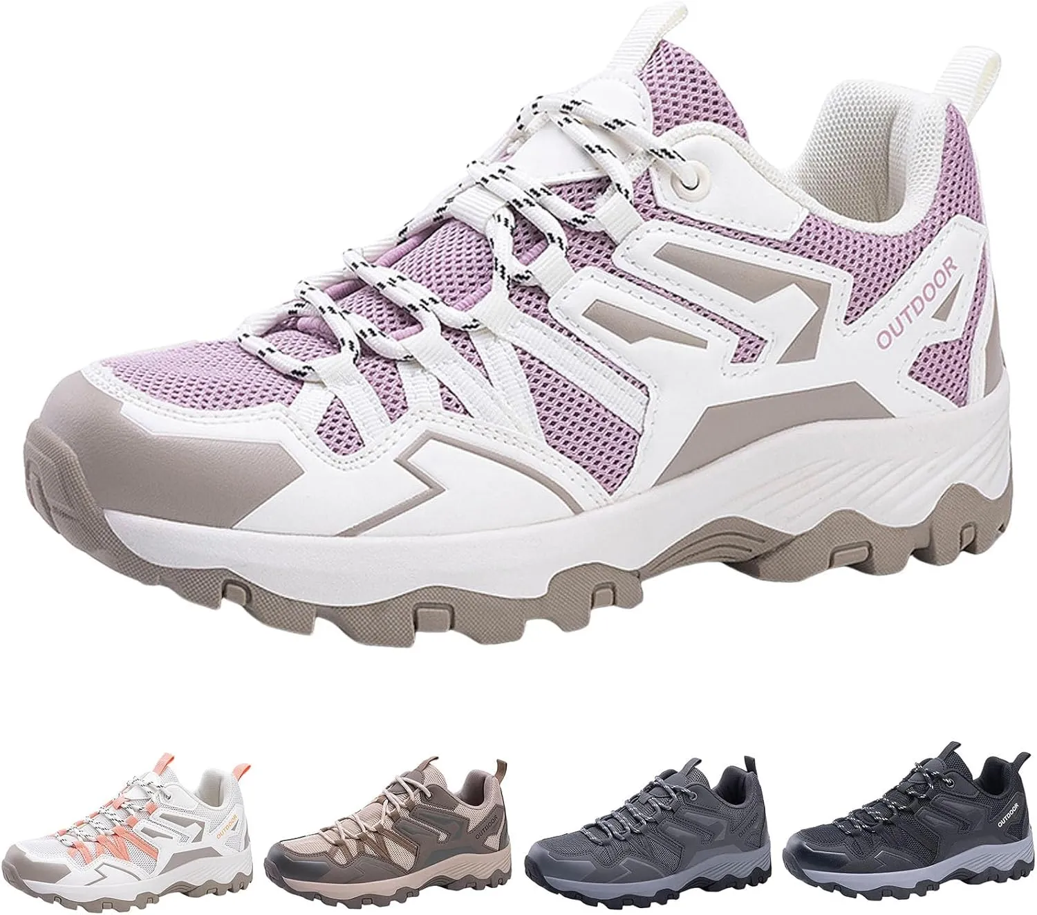 Men's Sports Shoes Men Breathable Non Slip Runnig Shoe Leather Low-Top Hiking Lace Up Sneakers for Outdoor Climbing Trekking Camping Walking Daily Working