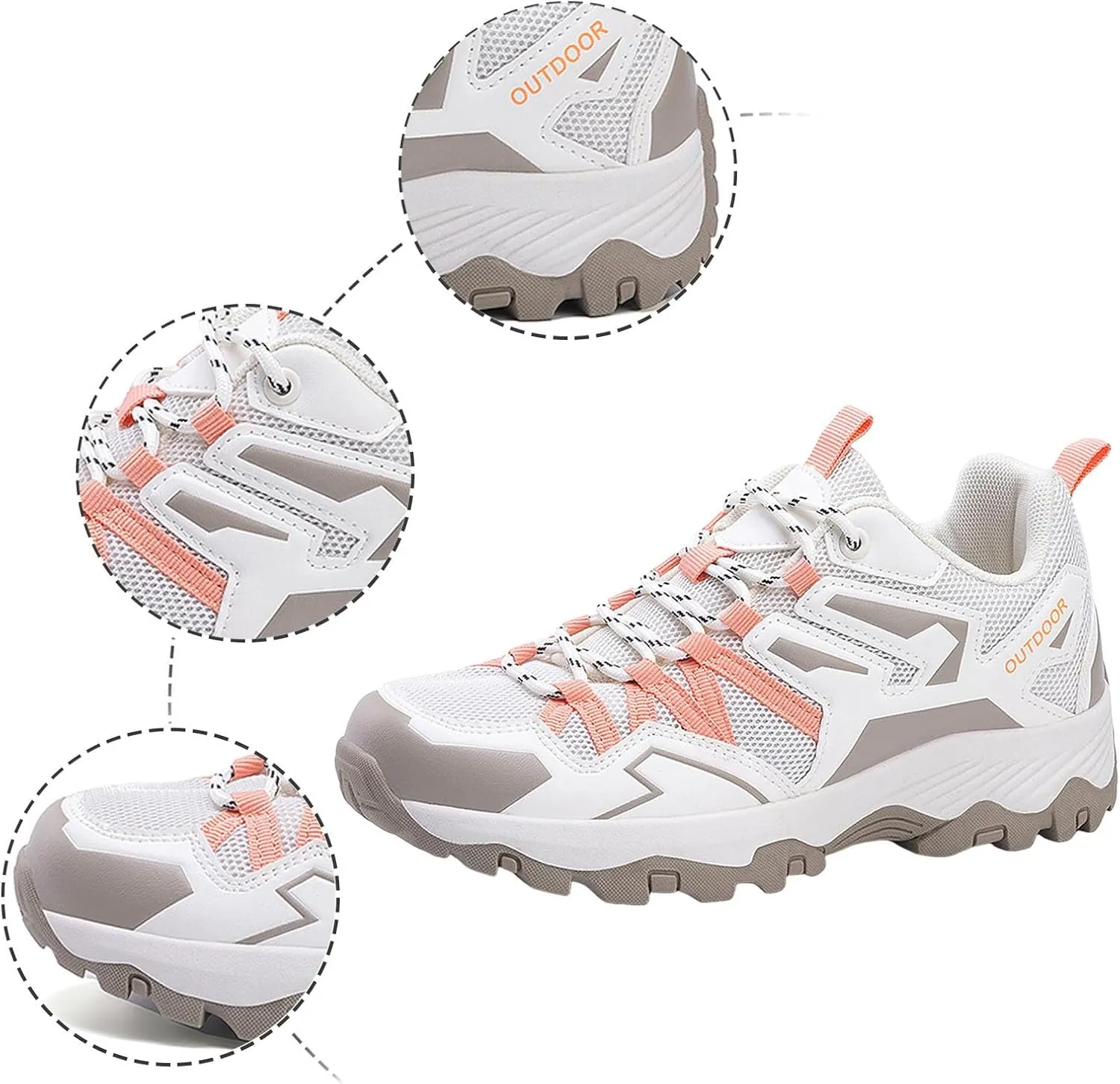 Men's Sports Shoes Men Breathable Non Slip Runnig Shoe Leather Low-Top Hiking Lace Up Sneakers for Outdoor Climbing Trekking Camping Walking Daily Working