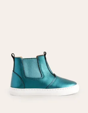 Metallic Ankle Boots-Navy