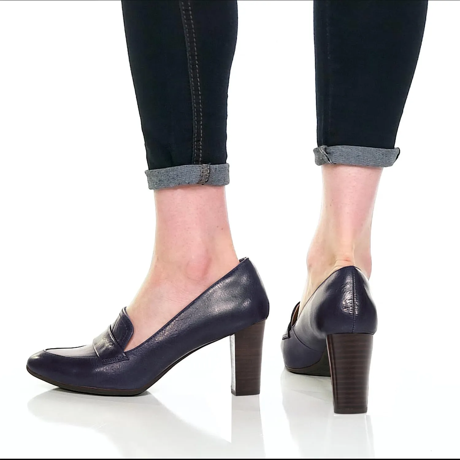 MOOMMO Women Chunky Block Heel Pumps Round Closed Toe Slip On Oxford Loafers Shoes High Heels Snakeskin Work Pump Suede Loafer for Office Ladies Classic Formal Business Professional 4-13 M US