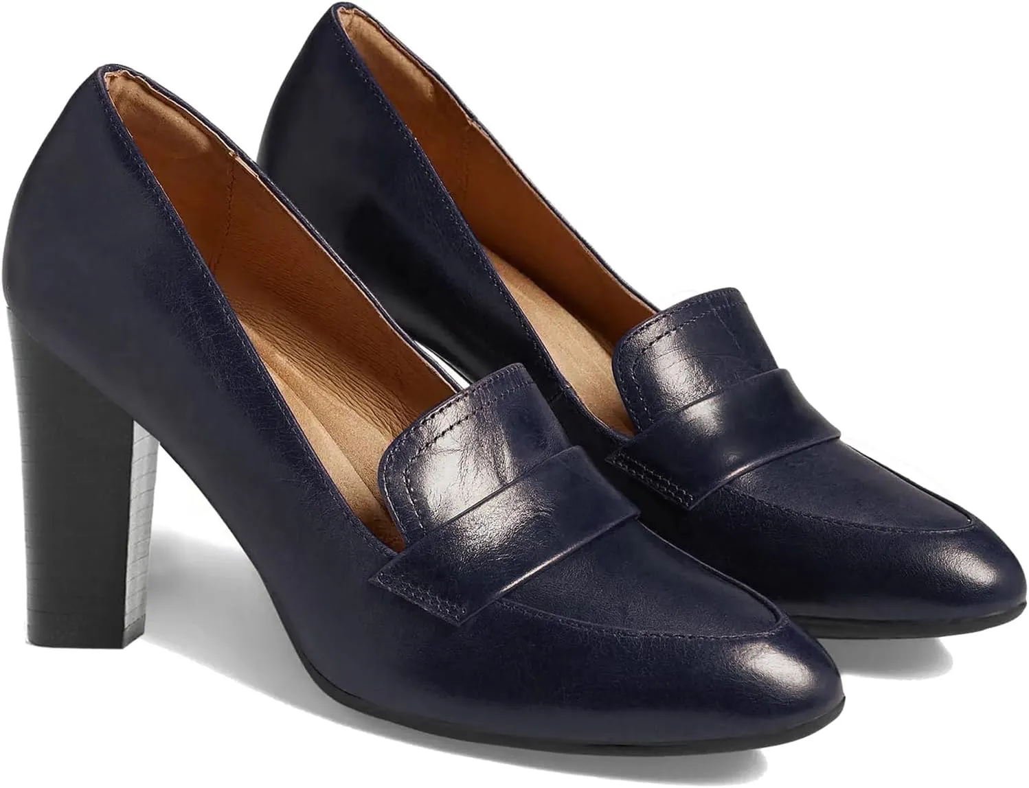 MOOMMO Women Chunky Block Heel Pumps Round Closed Toe Slip On Oxford Loafers Shoes High Heels Snakeskin Work Pump Suede Loafer for Office Ladies Classic Formal Business Professional 4-13 M US