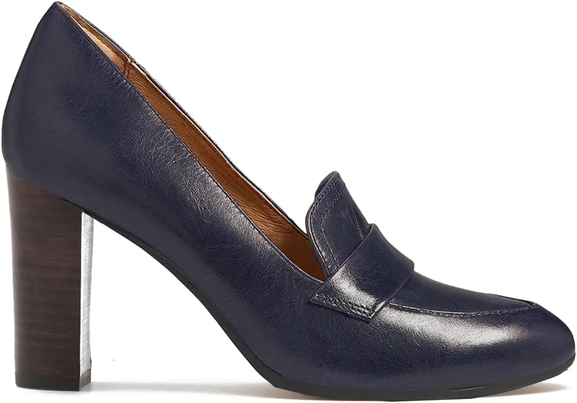 MOOMMO Women Chunky Block Heel Pumps Round Closed Toe Slip On Oxford Loafers Shoes High Heels Snakeskin Work Pump Suede Loafer for Office Ladies Classic Formal Business Professional 4-13 M US