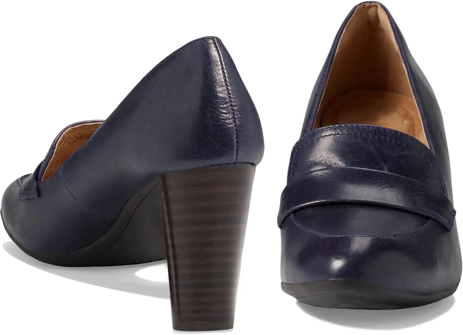 MOOMMO Women Chunky Block Heel Pumps Round Closed Toe Slip On Oxford Loafers Shoes High Heels Snakeskin Work Pump Suede Loafer for Office Ladies Classic Formal Business Professional 4-13 M US