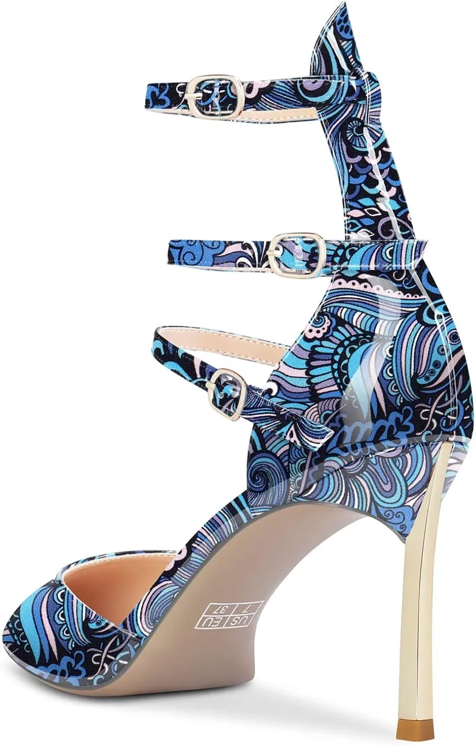 NobleOnly Women High Heel Pointed Toe Two-Piece Ankle Strap Pumps Buckle Prom Casual Sexy Dress Shoes 3.3 Inches Heels