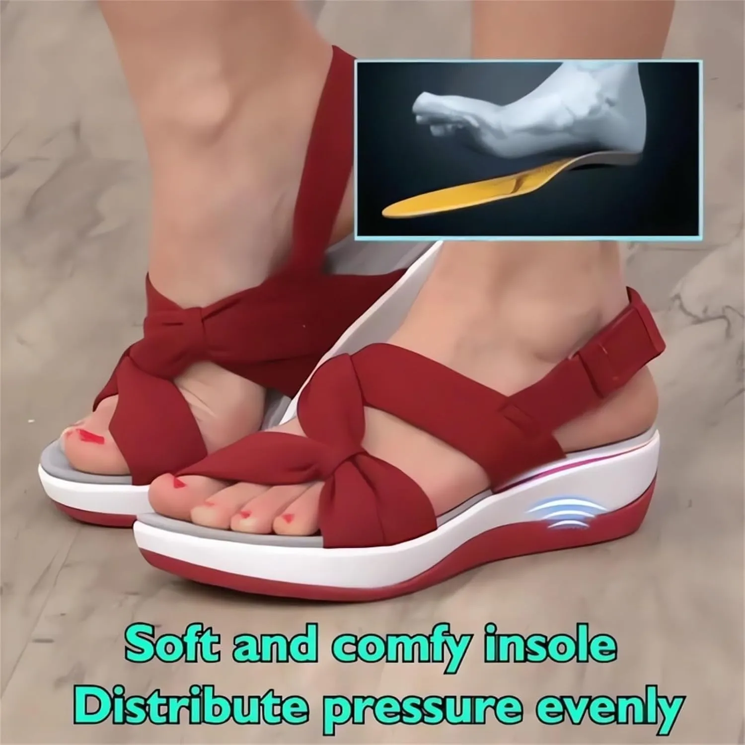 Orthopedic Sandals for Women Summer Womens Flat Sandals Wide Width Arch Support Sandal, Adjusting Ankle Strap Slip on Shoes Fashion Bow Strappy Beach Walking Shoes
