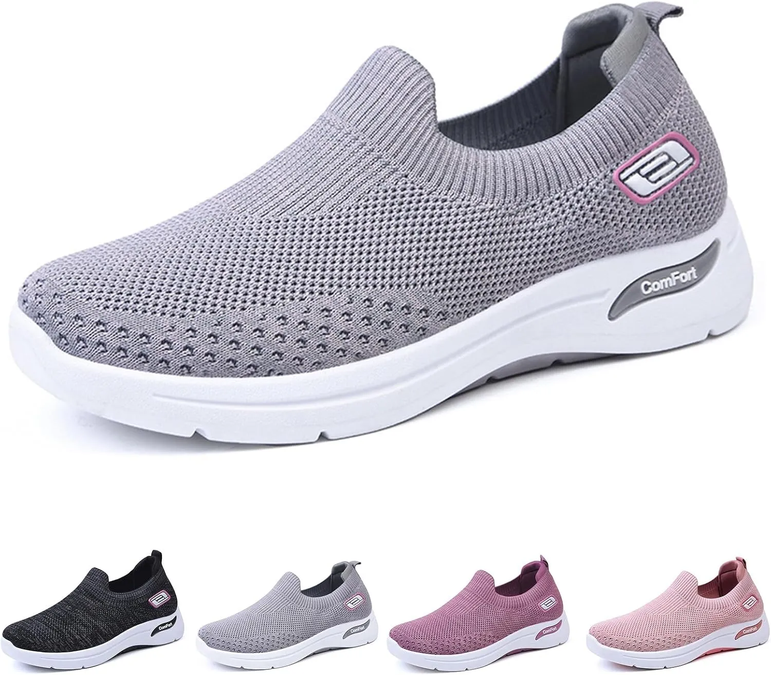 Orthopedic Sneakers for Women Comfort Wear Slip On Walking Shoes Orthowear Ortho Stretch Cushion Shoe Breathable Mesh Orthopedic Sneakers with Arch Support Comfortable
