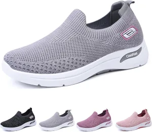 Orthopedic Sneakers for Women Comfort Wear Slip On Walking Shoes Orthowear Ortho Stretch Cushion Shoe Breathable Mesh Orthopedic Sneakers with Arch Support Comfortable