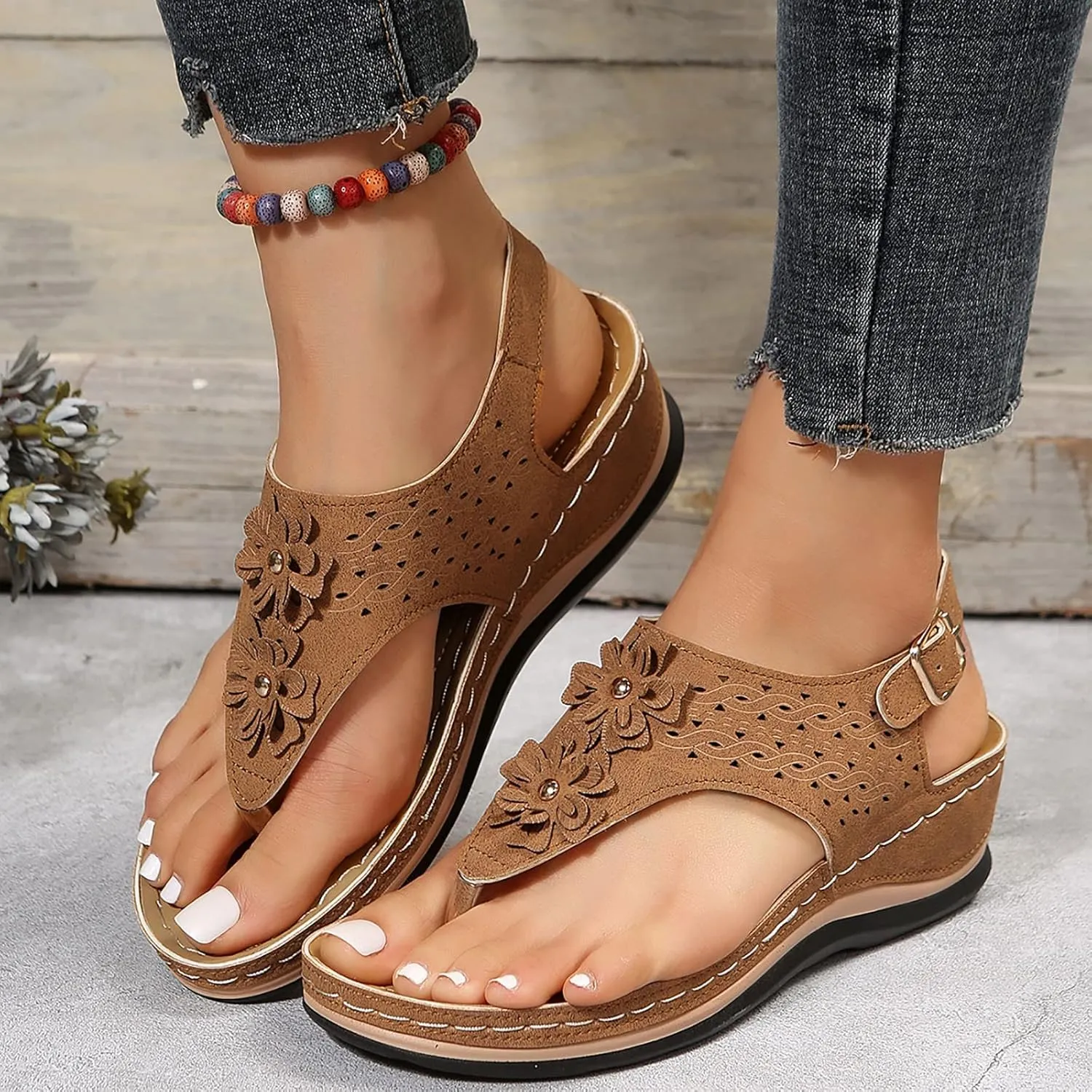 Orthopedic Summer Sandals for Women with Arch Support Walking Shoes Comfortable Adjustable Straps Lightweight Beach Casual Outdoor Plantar Fasciitis Relief
