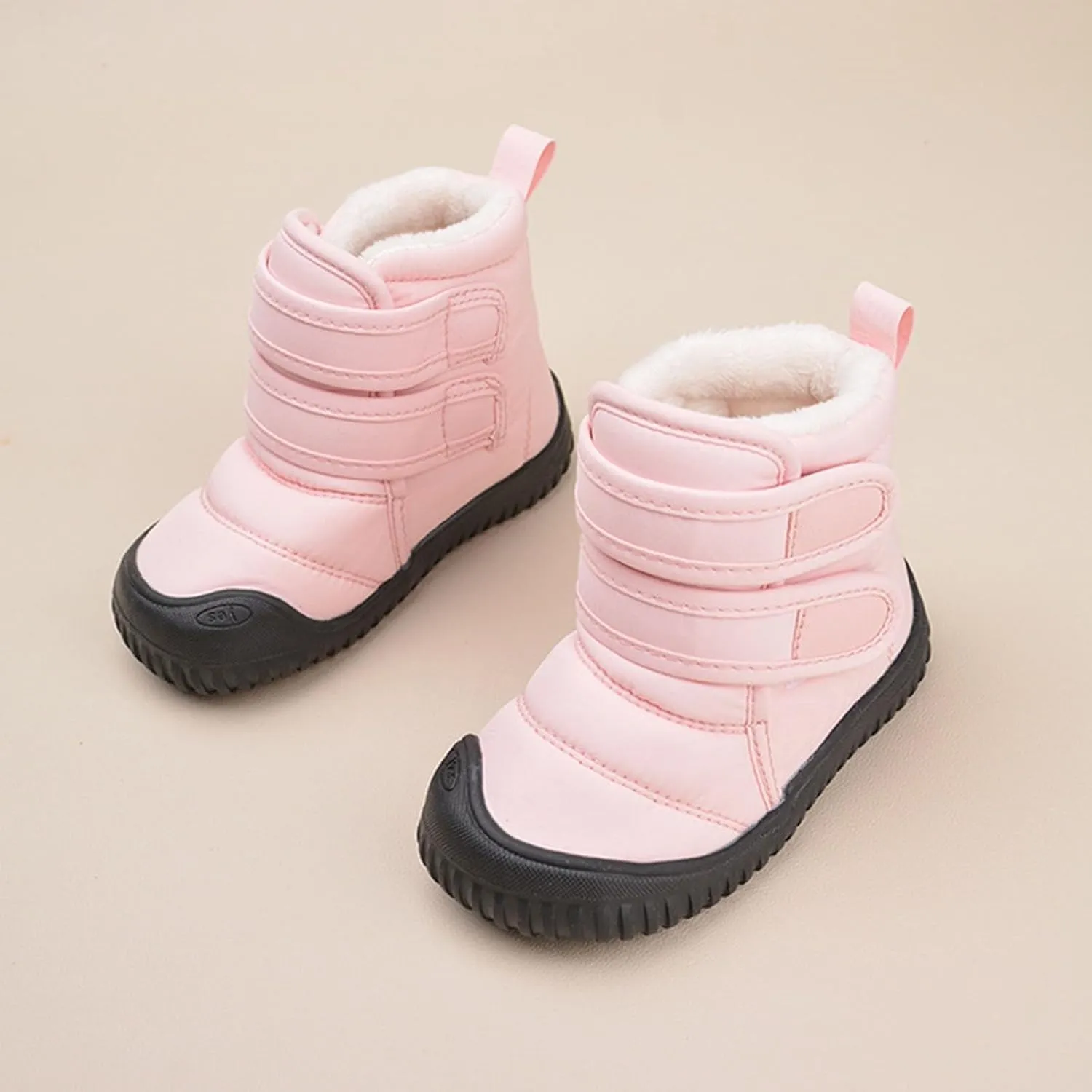 Padded Fuzzy Snow Booties For Boys Kids Open Toe Loafers Winter Ski Shoes Toddler Chunky Sole Non Slip Warm Shoes