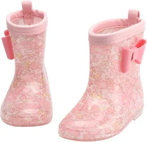Rain Boots for Toddler Girls Toddler Kids Waterproof Rain Boots Cartoon Bowknot Infant Boys Girls PVC (Red, 2-3 Years)