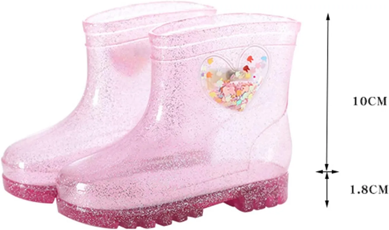 Rain Boots Kids Toddler Kids Waterproof Rain Boots Light Infant Boys Girls PVC Rain Boots (Pink, 12-15 Months)