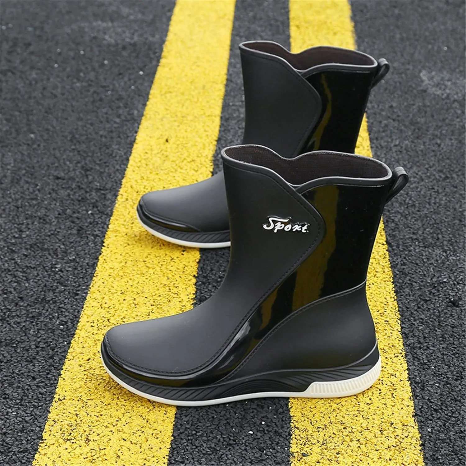 Rain Boots Women Tall Waterproof Mens Grounded Footwear Chunky Ankle Booties Barefoot Shoes Casual Fall Waterproof Rain and Garden Shoe for Women Outdoor Furry Boots