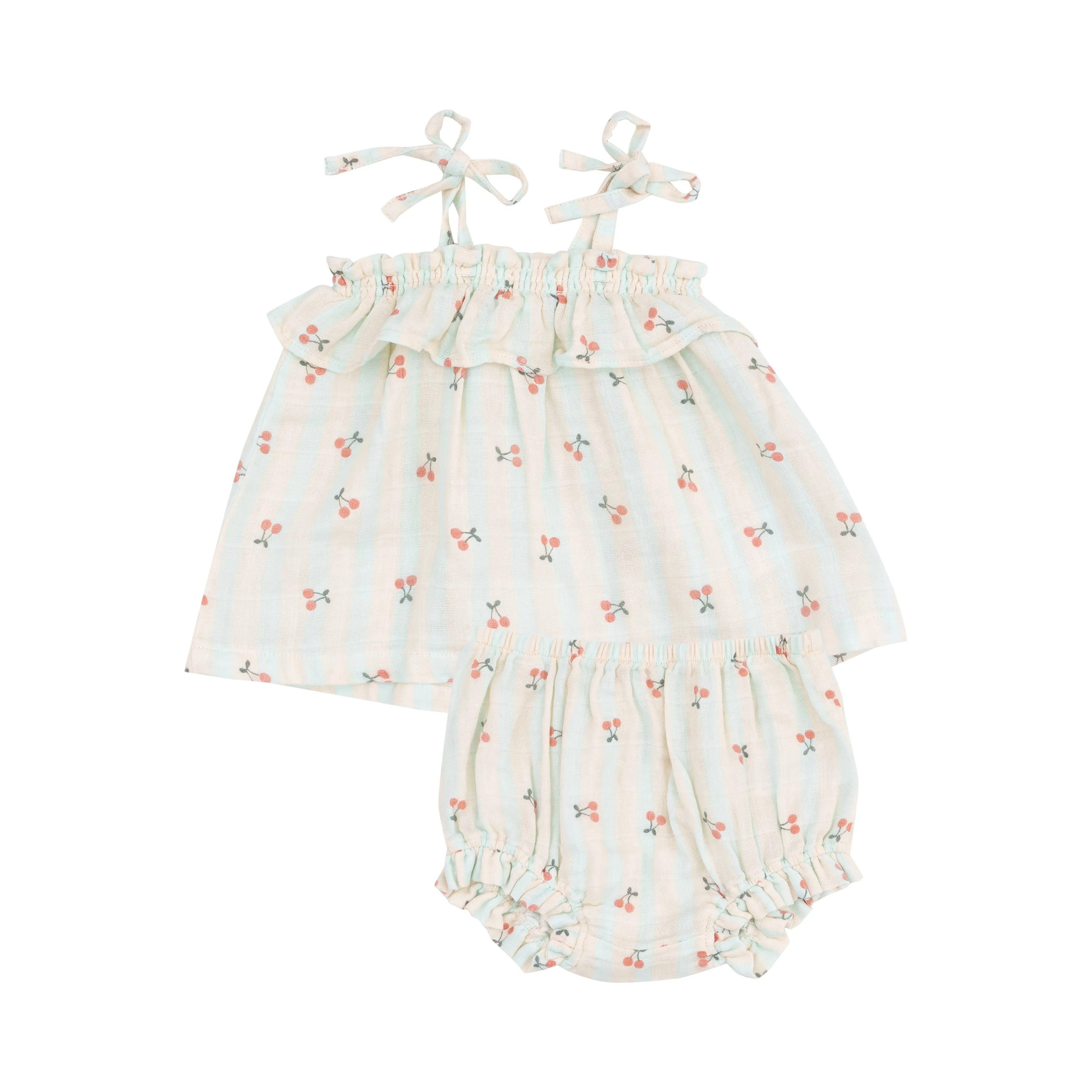 Ruffle Top & Bloomer - Cherry Stripe