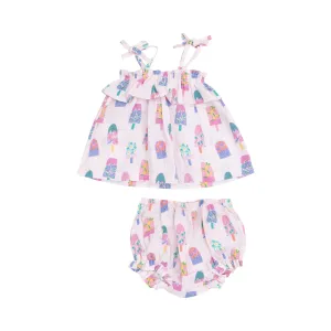 Ruffle Top & Bloomer - Floral Popsicles