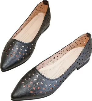 SAILING LU Flats Shoes for Women Breathable Sandals Women's Flats Pointed Toe Loafers with Eyelets